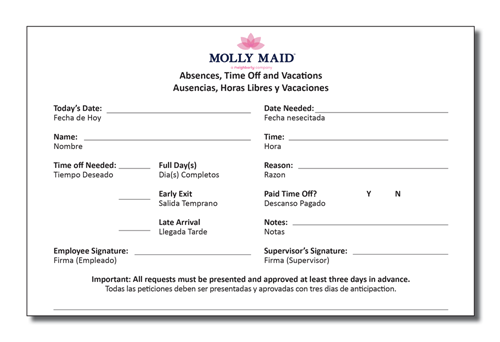 Show details for Absence Form